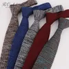 Peorchid Navy Skinny Men's Tie Tie Tie Slim Cut Gray Wine Red Knitting Blue Necktie Tie Tie Groomsmen Gift Cravatte UOMO1274E