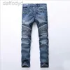 Jeans masculinos Mens jeans Angustiado Robin Motociclista Rock Revival Skinny Slim Rasgado Buraco Marca Denim Calças Homens Designer 240305