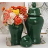 Botellas de almacenamiento Retro verde, tarro de cerámica, recipiente para té, macetas para dulces, decoración de escritorio, arreglo floral, frascos de joyería, envases cosméticos