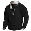 Polo à fermeture éclair pour hommes, mode surdimensionné, vêtements pour hommes, sweat-shirt décontracté à manches longues, couleur unie, Tops pull 240321