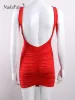 Dresses Nadafair Sleeveless Sexy Club Party Backless Bodycon Dress Women Red Black White Orange Ruched Off Shoulder Mini Summer Dresses