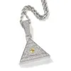 Hip Hop Vintage Pyramide Yeux Pendentif Collier Complet 5A Zircon 18k Réel Plaqué Or Femmes Hommes Bijoux Cadeau