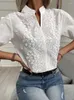 Blusas de mujer Blusa de encaje con bordado floral de verano Moda para mujer Camisa informal con cuello en V Manga corta elegante Blusas ahuecadas Blusas elegantes