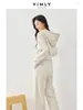 여자 2 피스 팬츠 Vimly Tracksuit 2 Pant 세트 2024 봄 일치하는 세트 zip-up 크로드 까마귀 재킷 넓은 다리 땀 여성