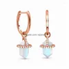 Boucles d'oreilles lustre pendantes à six faces diamant pierre de lune or rose longue conception sens mode livraison directe bijoux Dhfj5