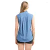 Women's Blouses Female Shirts Retro Collar Summer Casual Sleeveless Button Blusas Loose Solid Chemise Mulher Elegantes