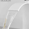 Bathroom Sink Faucets White waterfall faucet Nordic flat mouthed basin modern mini bathroom washbasin mixer Q240305