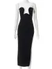 Dress CHRONSTYLE Femmes Élégantes Robe Coupe Basse 2022 Noir Solide Sans Manches Satrpless Hors Épaule Push Up Haute Split Longue Robes Fête