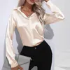 Женские блузки Blusas Офисная женская белая рубашка Модная осенняя повседневная атласная однотонная свободная шелковая женская блузка Одежда 28548