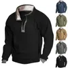 Polo à fermeture éclair pour hommes, mode surdimensionné, vêtements pour hommes, sweat-shirt décontracté à manches longues, couleur unie, Tops pull 240321