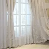 Rideau Double couche brodé avec œillets en dentelle, draperies de fenêtre en tissu semi-occultant pour chambre à coucher et salon coulissant
