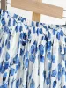 Dresses Qooth Spring Summer Women Highwaisted Blue Floral Printed Skirts Cotton Linen Casual Midi Skirt Qt1716