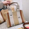 حقائب الكتف من القش مصممة مصممة القماش Canvas Crossbody Bag Bag Fashion Travel Beach Totes Print Letters 2024