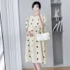 Dresses Summer New Fashion Loose Polka Dot Embroidered Mother Dress Short Sleeve ONeck Maternity Loose Chiffon Dress Pregnancy Clothes