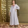 Robe 2023 Ramadan broderie robe musulmane pour femmes Eid arabe Femme Abaya soirée islamique Jalabiya Marocain vêtements caftan marocain