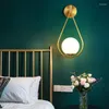 Vägglampa modern led glasboll e27 loft ljus för vardagsrum kök nordisk heminredning guld metall sconce armatur