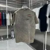 Lavar para fazer o design antigo maré atual luxo masculino solto redondo algodão manga curta camiseta masculina moda camisa de alta qualidade