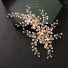 Hårklipp smycken prydnads huvudbonad bladpärlor kam för bröllop användning