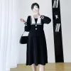 Платья Корейская мода Платье для беременных 2022 Зима-Осень Дизайн с длинными рукавами Плотное теплое платье для беременных Женское платье
