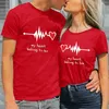 Homens camisetas Casal Camisa de Algodão Camiseta Máquina de Impressão Design Casual Tee Personalizado Padrão de Amor Camisetas Para Homens