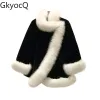 Меховое GkyocQ осенне-зимнее новое меховое пальто женское норковое бархатное утолщенное теплое плюшевое шаль-накидка тонкое пальто длинное женское пальто