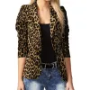 Blazers Dames Casual Luipaardprint Vest Jas Jas Knoop Uitloper Dunne blouses V-hals Slank Polyester Spandex Damesblazer