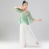 Stage Wear Chinese Style Suit Tops And Pants Children Dance Costumes Girls Classical Qipao Cheongsam Performance