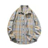 남성용 T 셔츠 세련된 라펠 캐주얼 카디건 재킷 긴 슬림 한 슬림 한 슬림 한 가을 겨울 젊은 스트라이프 셔츠 카미 세타