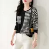Light Luxury Thousand Bird Grid Patchwork Design Top, Spring New Product Designer, Fashionable Casual Hoodie for Women