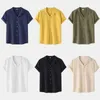 Men's T-Shirts Men Clothing 2022 New Summer Cotton and Linen Short-sleeved Shirt Mens Linen Casual Half-sleeve Cardigan Shirt Thin Shirt Men J240305