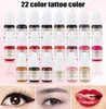 22 Color semi -maquiagem sobrancelha tintas lábios Lips Eye Line Tattoo Color Microblading Pigmment Eyebrow Tattoo Inks8959132