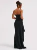 Dress Mozision Strapless Backless High Split Maxi Dress For Women Black Offshoulder Sleeveless Bodycon Club Party Long Dress Clothes