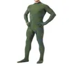 Vert foncé Lycra Spandex Men039s Catsuit Costume Retour Zipper Sexy Hommes Body Suit Costumes Unisexe Tenue Sans Tête Halloween Party 2567521