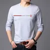 Top Quality Fashion Brand 95% Cotton 5% Spandex t Shirt For Men O Neck Plain Slim Fit Long Sleeve Tops Casual Men Clothes 240220