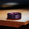 Anéis de casamento moda 8mm roxo aço inoxidável para homens mulheres cor escovado borda chanfrada casal bandas jóias