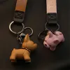 Punk francês bulldog chaveiro saco pingente de couro do plutônio chaveiros para mulheres casal carro chave titular anel trinket keyfob 11 ll