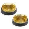 Decorative Flowers 2 Pcs Flower Arrangement Holder Copper Needle Pots For Plants Fixing Base Planting Tool Round Pin