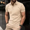 Best Mens Short sleeved Polo Shirt with Polo Collar Button Solid Color Top of the line Summer Casual Comfortable Mens Wear 240305