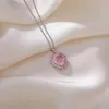 Coreano nuovo brillante rosa zircone cuore catena clavicola collana da donna squisita collana girocollo gioielli per regalo da donna
