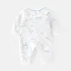 urodzony w długim rękodzie Baby Casual Jumpsuits Baby Boys Girls Toddler Rompers Bawełniane ubrania Ostra miękkie jednopiece piżamy 240220