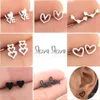 New in Korean Style Stainless Steel Silver Gold Black Color Tiny Minimalism Heart Thick Small Stud Earring for Women Jewelry Gifts Wholesale