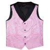 Vesten Nieuw Ontwerp Heren Roze Paisley Vest Stropdas Strikje Zakdoek Manchetknopen Set voor Zakelijke Bruiloft Vest Jurk voor Man Feest