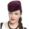 Kvinnor i högsta kvalitet Wool Felt baskerhatt Tårtrop Fancy Stewardess Air Hostesses Pillbox Hat Millinery Fascinator Base Cap 210311232Q