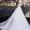 Stunningbride 2024 Vestidos de novia de satén de princesa con mangas abullonadas extraíbles Vestidos de novia simples y elegantes con pliegues por encargo 328 328