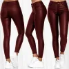 Capris – pantalon en cuir PU pour femmes, taille haute, slim, Push-Up, élastique, en Spandex, jegging, Streetwear, S3XL