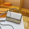 Yeni yeni kadın at çizilmiş taşıma omuz çantası moda lychee çanta lüks çanta tuval deri altın toka ayna kare çapraz crossbody