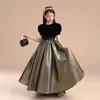 Girl Dresses YZYmanualroom Black And Gold Wedding Bridesmaid Skirt Girls Pageant Gown Floor Length Prom I