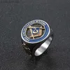 Bandringar 2022 Punk Rostfritt stålringar för män Hiphop Silver Color Anillos Mason Freemasonry Retro Mens Masonic Ring Smyckesgåvor L240305