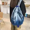 Backpack Bags Retro Plain Denim Large Capacity Blue Black Multifunctional Travel School Bag