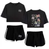 Set Kpop Itzy It'z Me Album Women's Sets Short Sleeve Crop Top + Shorts Sweat Suits Women Tracksuits Two Piece Outfit Streetwear